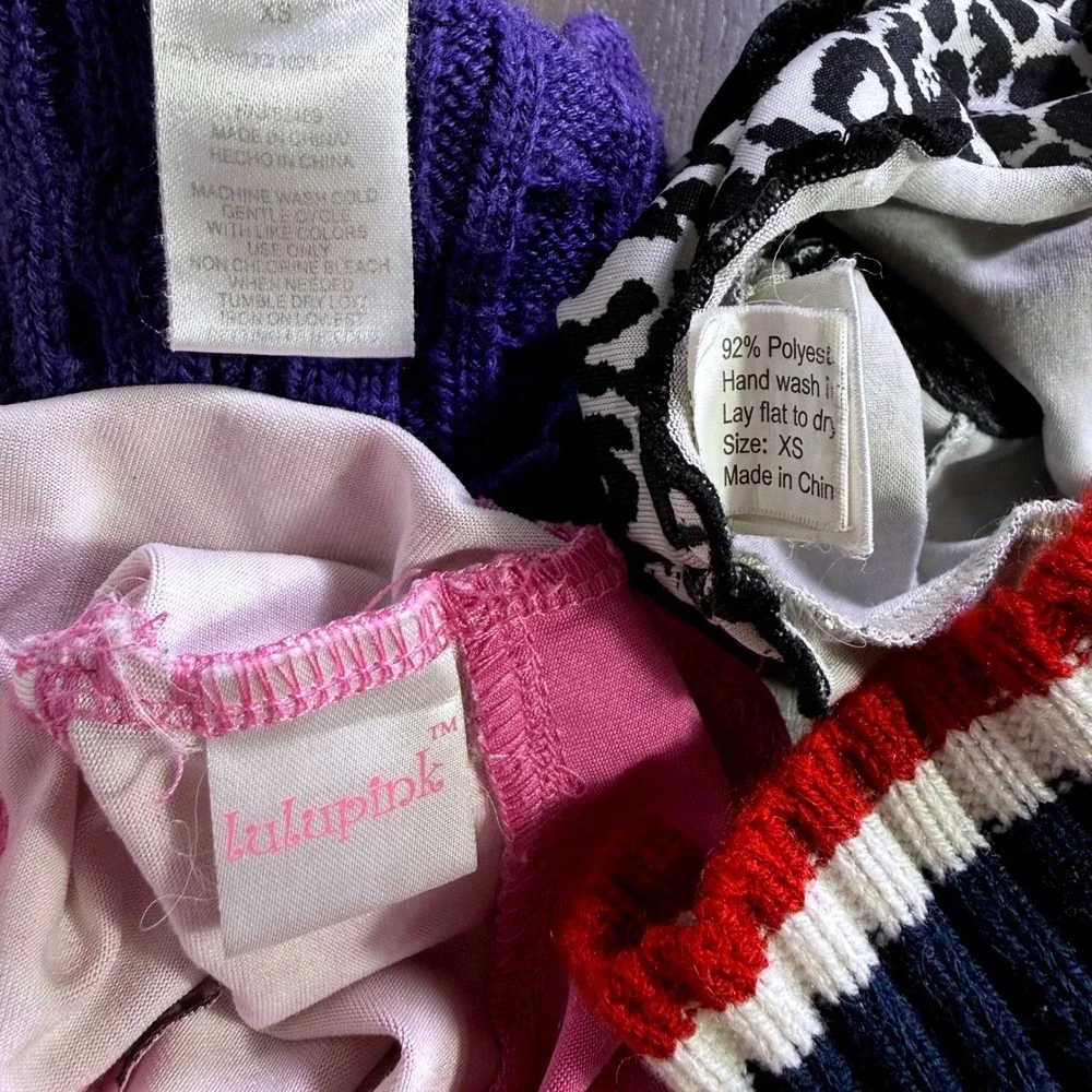 Lulupink Dog Clothes Bundle 4pc Small XS Sweaters Dresses Leopard Stripe Purple